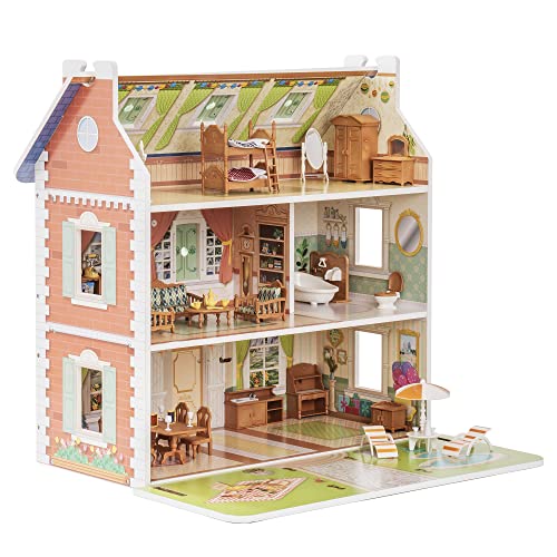 OBUD Puppenhaus aus Holz mit Möbeln und...
