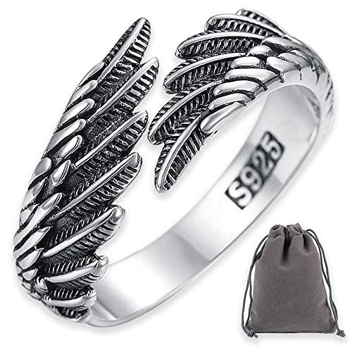 Ring Verstellbar 925 Silber Feder Ring...