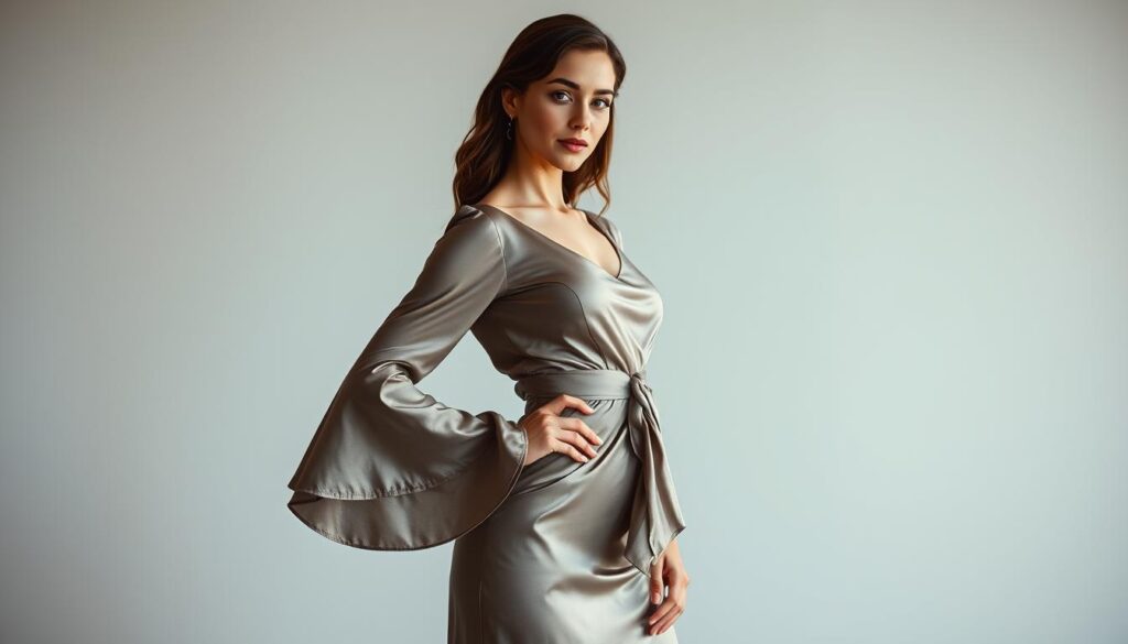 Glockenärmel Kleid für verschiedene Figurtypen