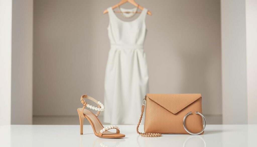 Accessoires für weißes Etuikleid