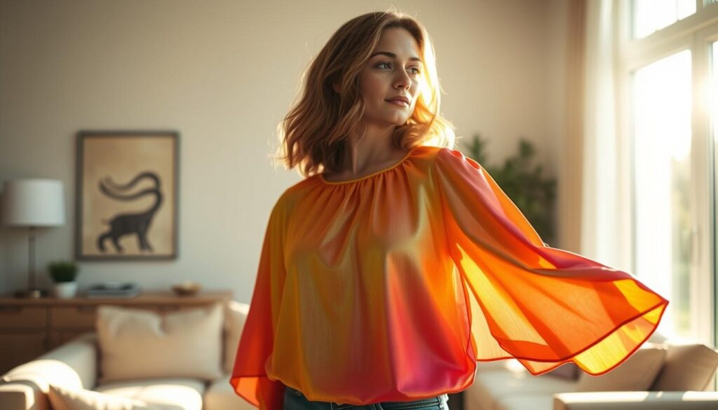 Regenbogen Bluse Styling