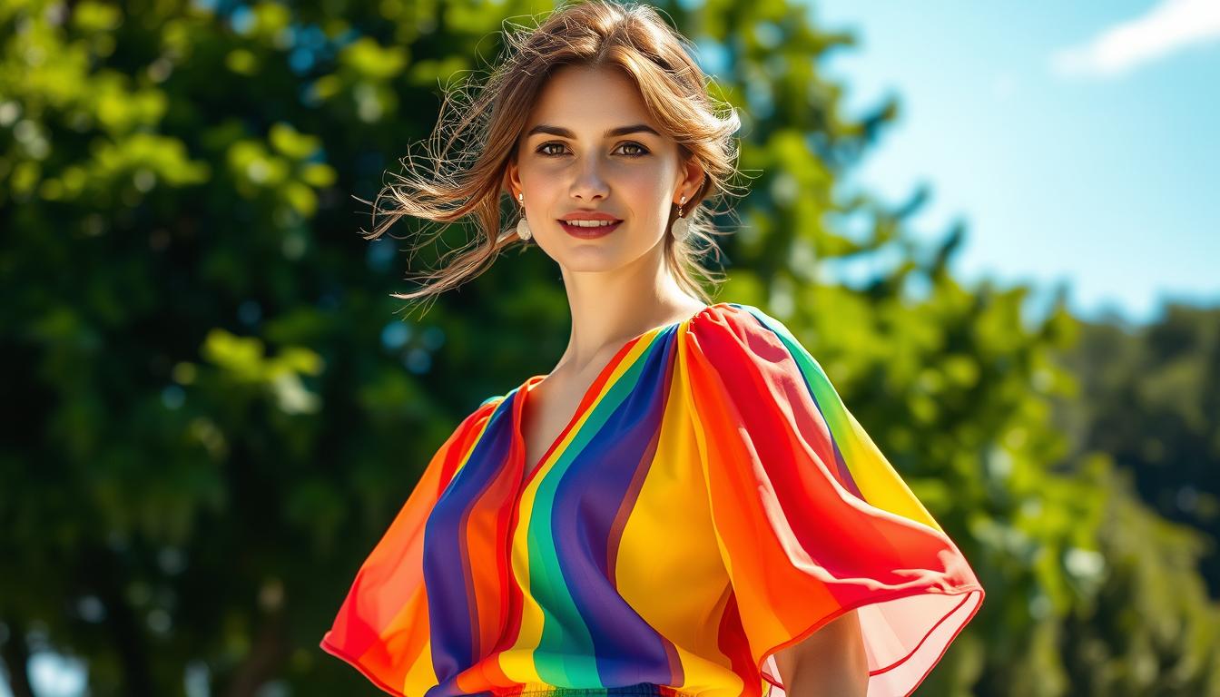 Regenbogen Bluse