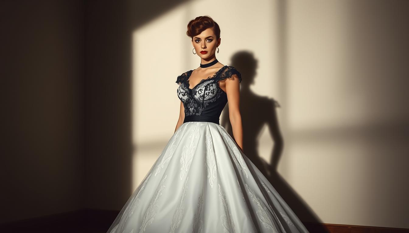 Rockabilly Brautkleid schwarz weiß