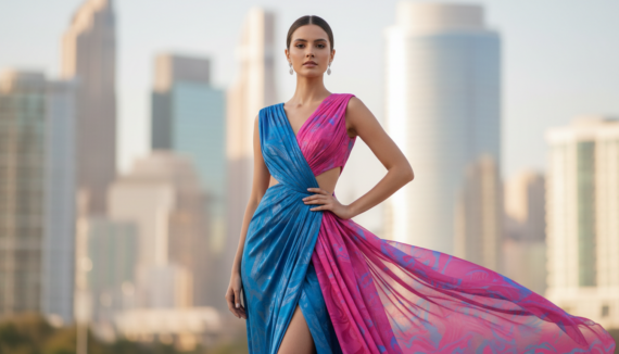 Blau Rosa Kleid